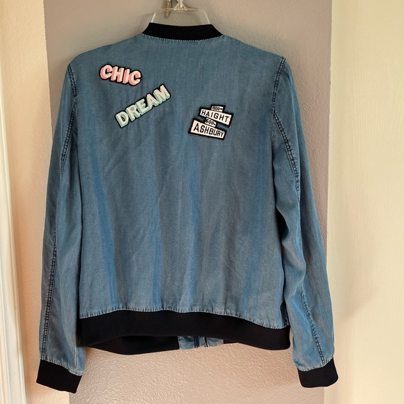 Zara Denim Chambray Bomber Jacket - Picture 7 of 8